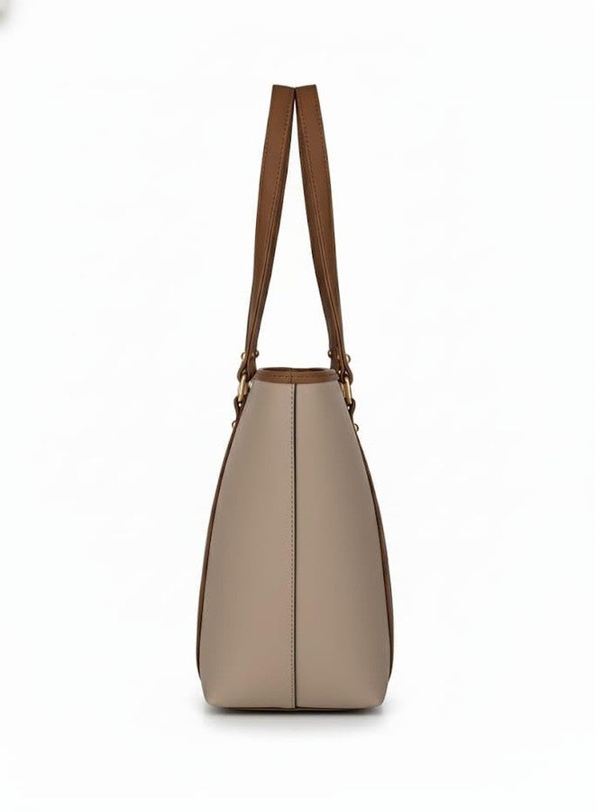 BELLORA Terra Tote Bag for Women | Neutral Beige & Tan Handbag | Minimalist Everyday Shoulder Bag - Image 4